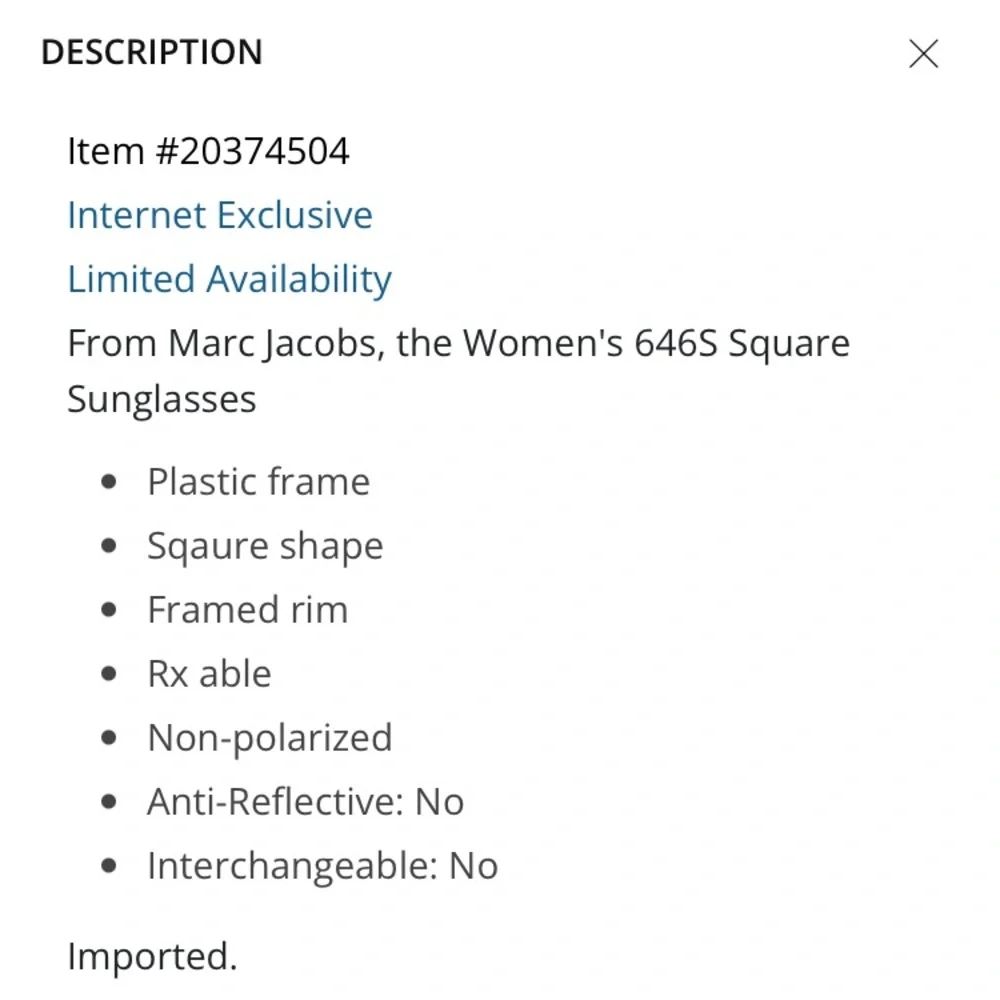 Marc jacobs sunglasses 646S